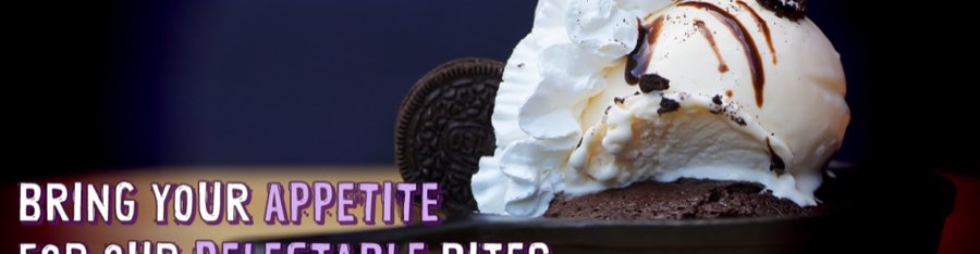 A warm brownie with vanilla ice cream, whipped cream and crushed cookie from the Mic Drop kitchen